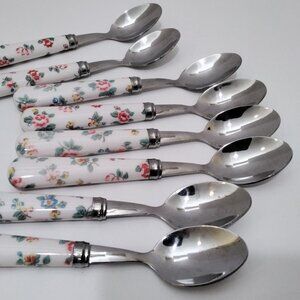 Cath Kidston Teaspoons - Set of 8 Unused - Floral Plastic and Metal